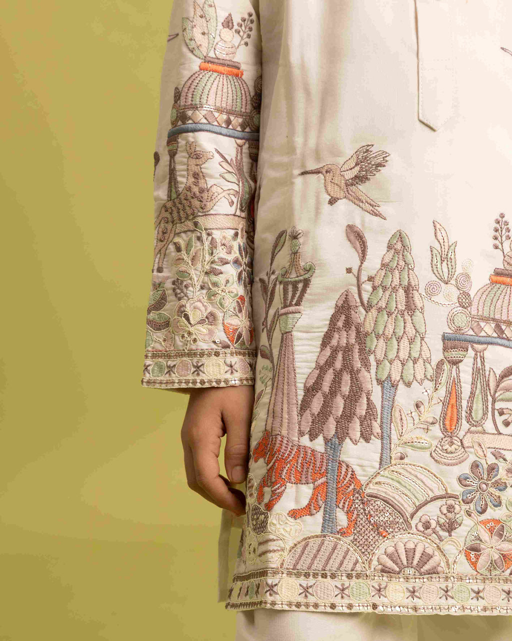 Vantara Designer Kids White Embroidered Kurta