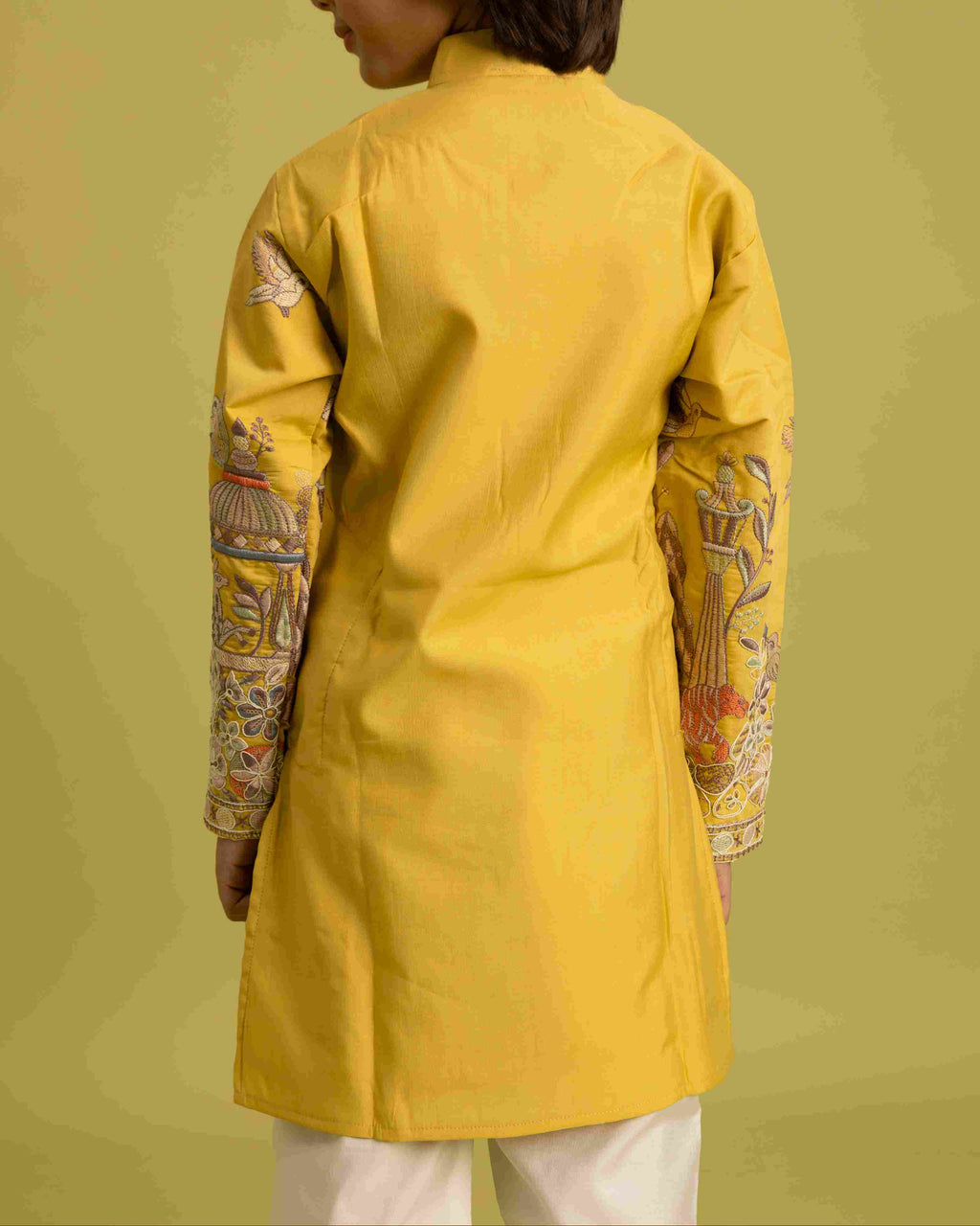 Vantara Style Yellow Kids Kurta Pajama Outfit