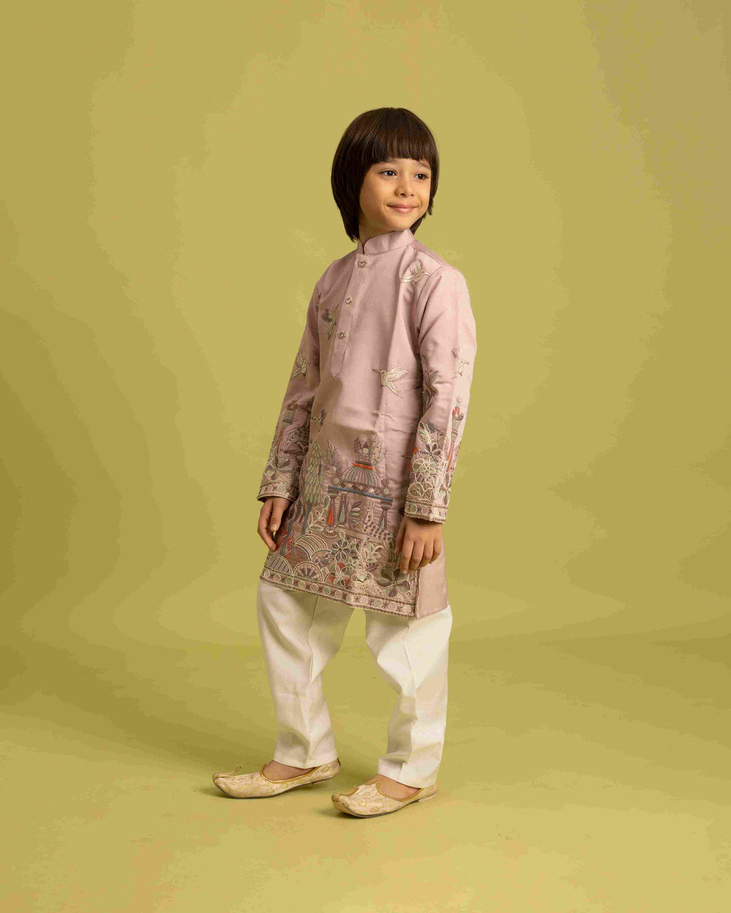Premium Peach Color Vantara Style Boys Kurta with Pajama