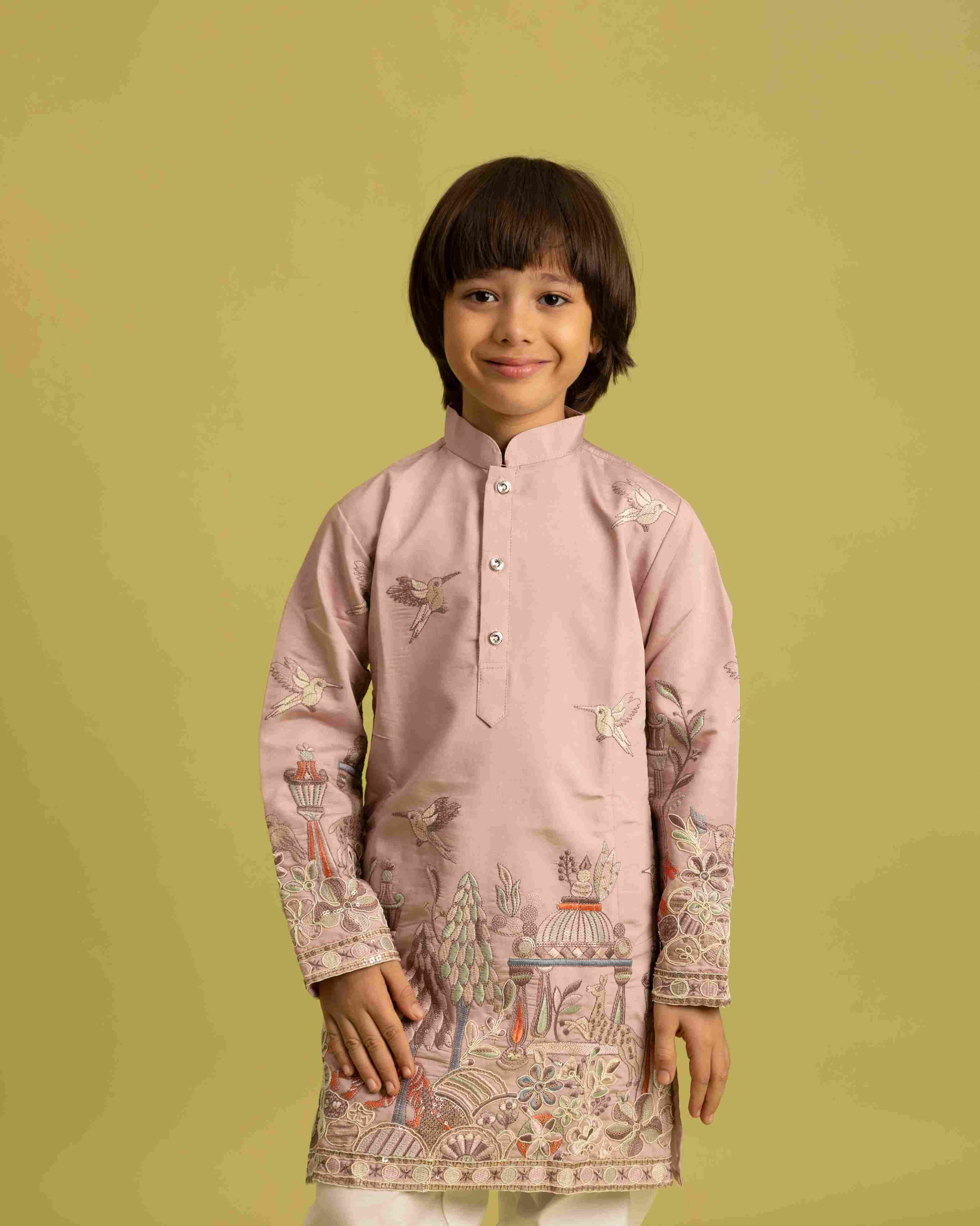 Premium Peach Color Vantara Style Boys Kurta with Pajama