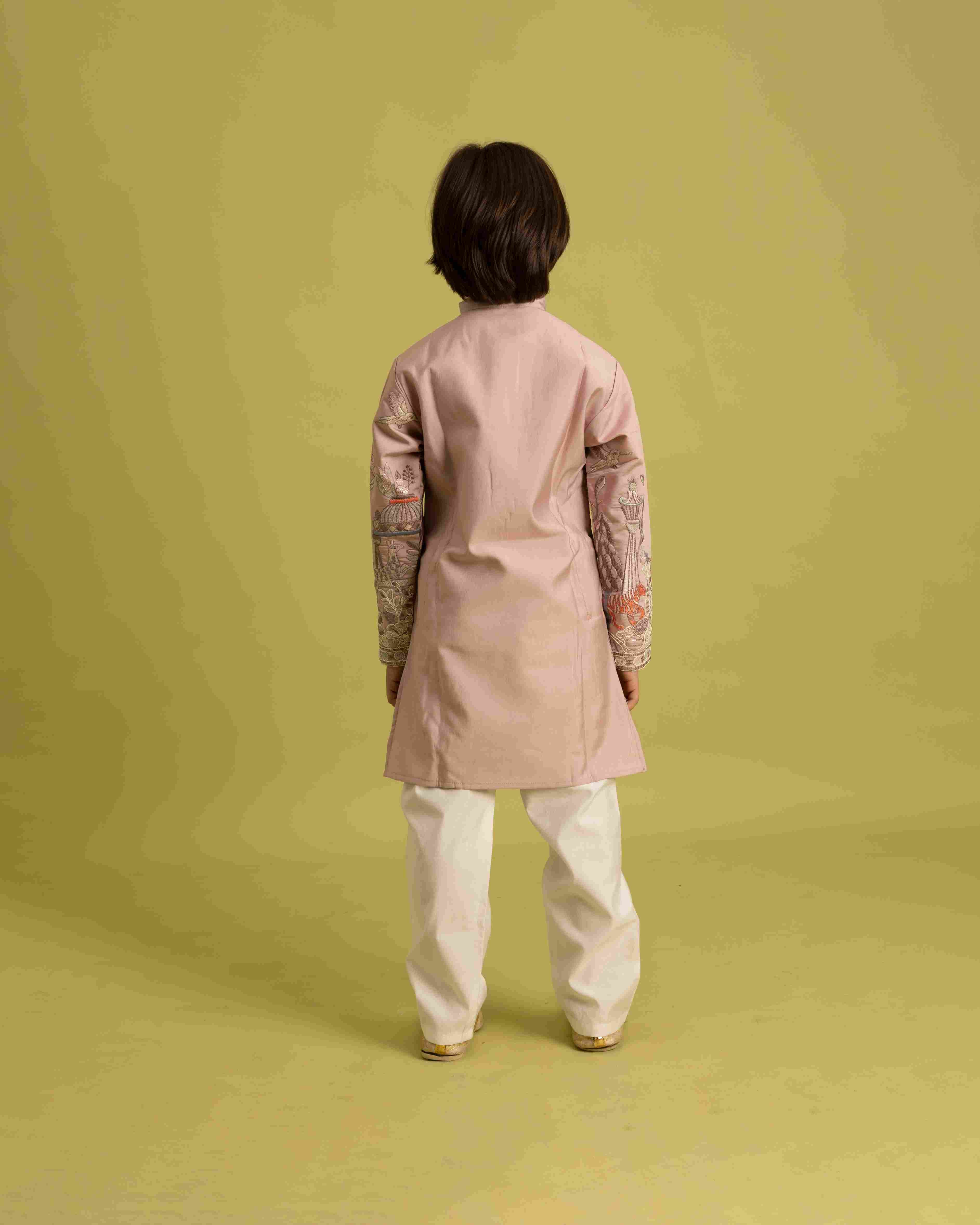Premium Peach Color Vantara Style Boys Kurta with Pajama