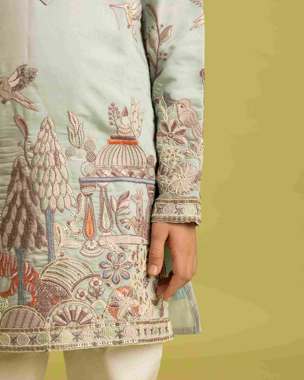 Trendy Pista Color Vantara Designer Kids Kurta Set