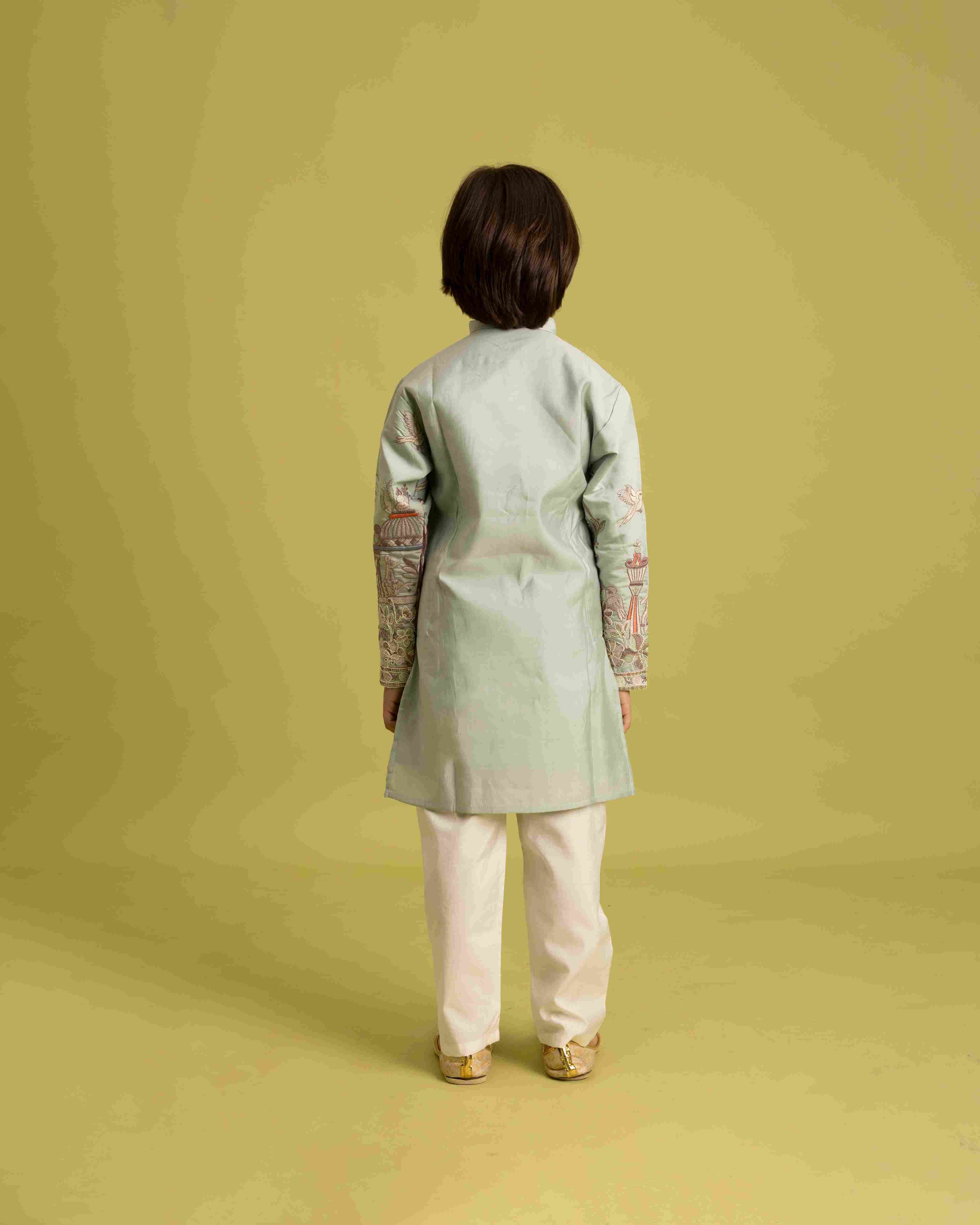 Trendy Pista Color Vantara Designer Kids Kurta Set