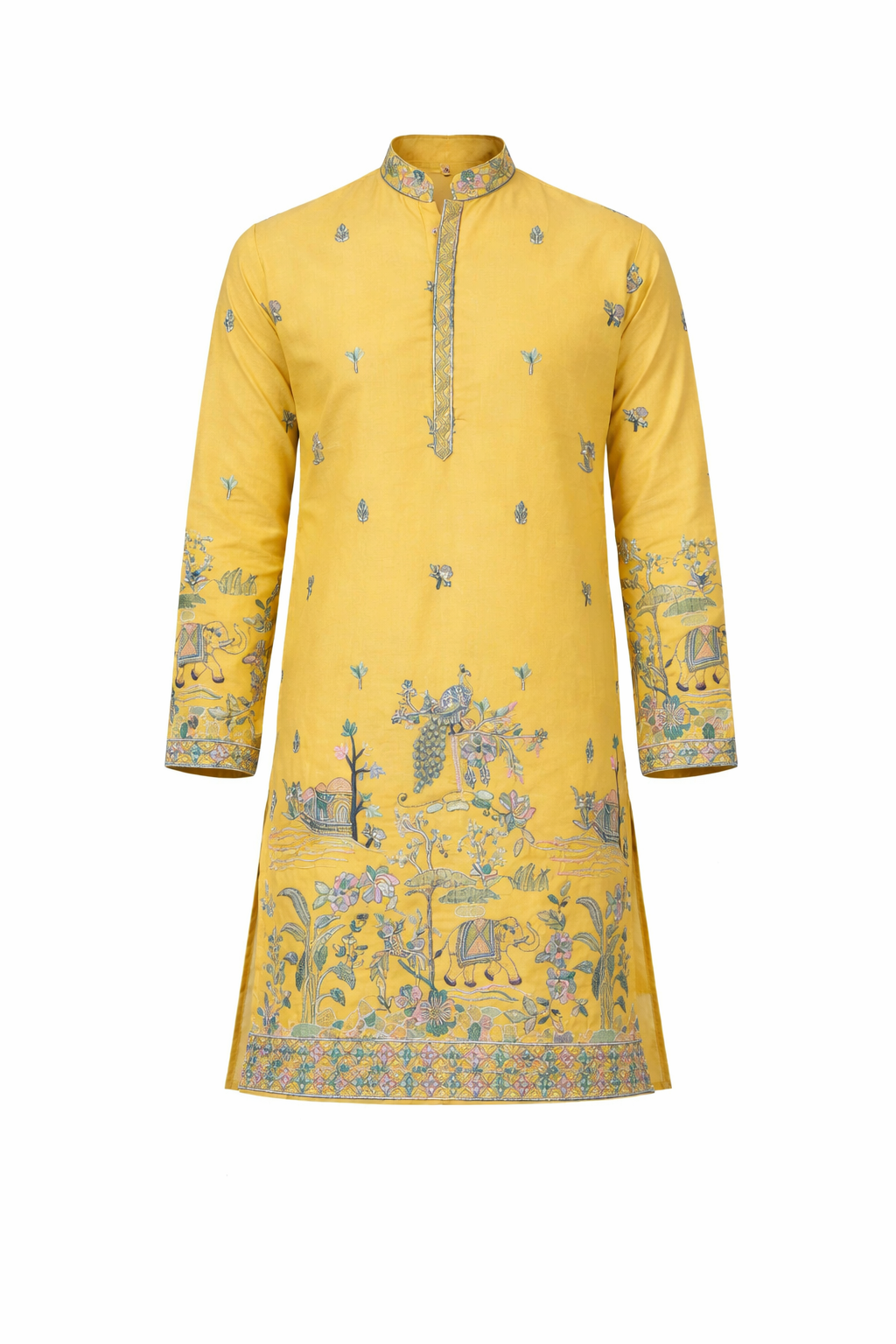 Elegant Haldi Yellow Mens Wear Kurta for Wedding Function