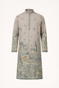 Wedding Traditional Look Grey Kurta for Mens Wear