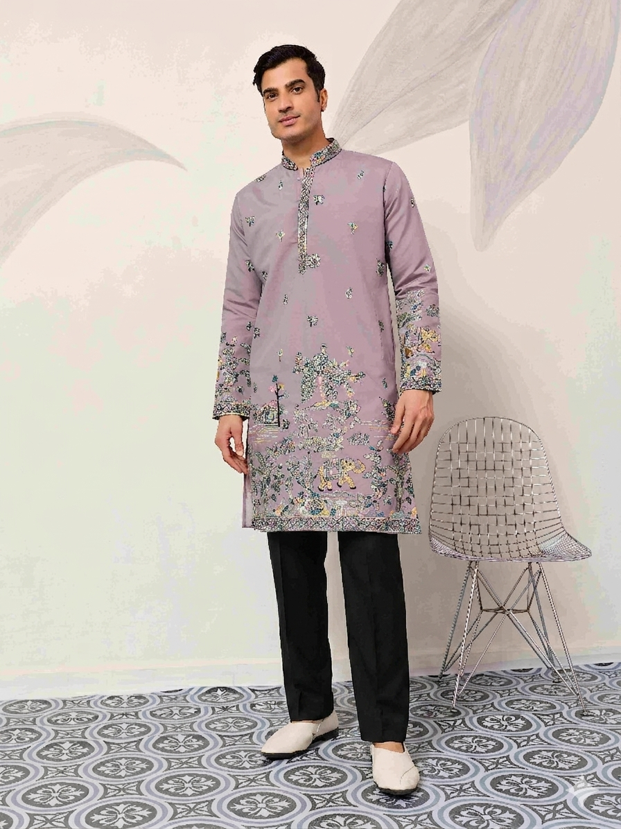 Traditional Purple Wedding Kurta for Mens Wear