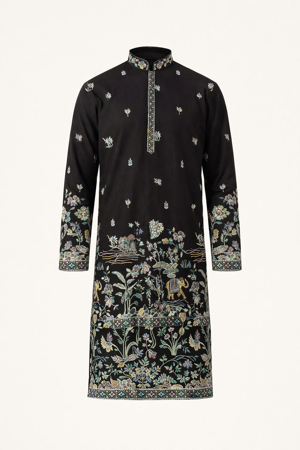 Special Wedding Celebration Ethnic Black Kurta for Mens Wear