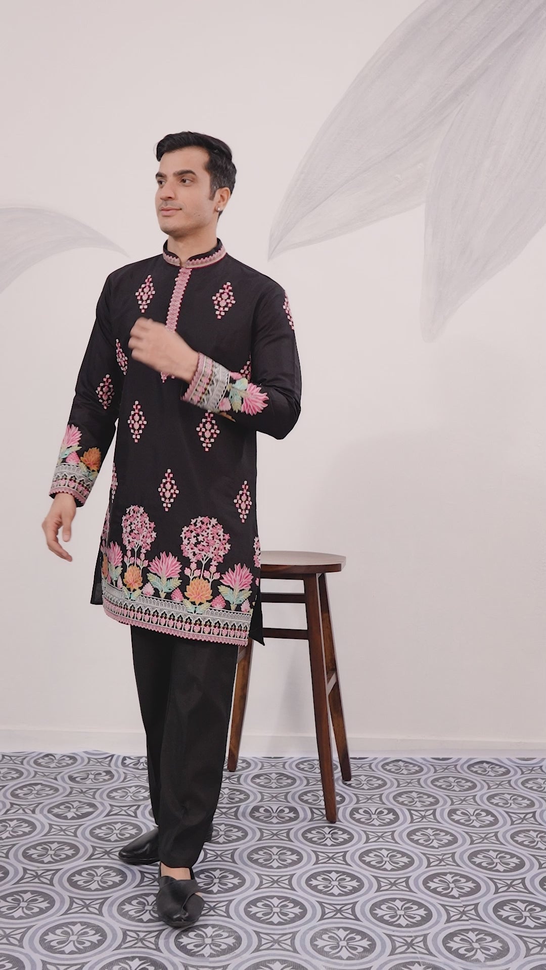Ethnic Speical Classic Black Embroidered Kurta for Mens
