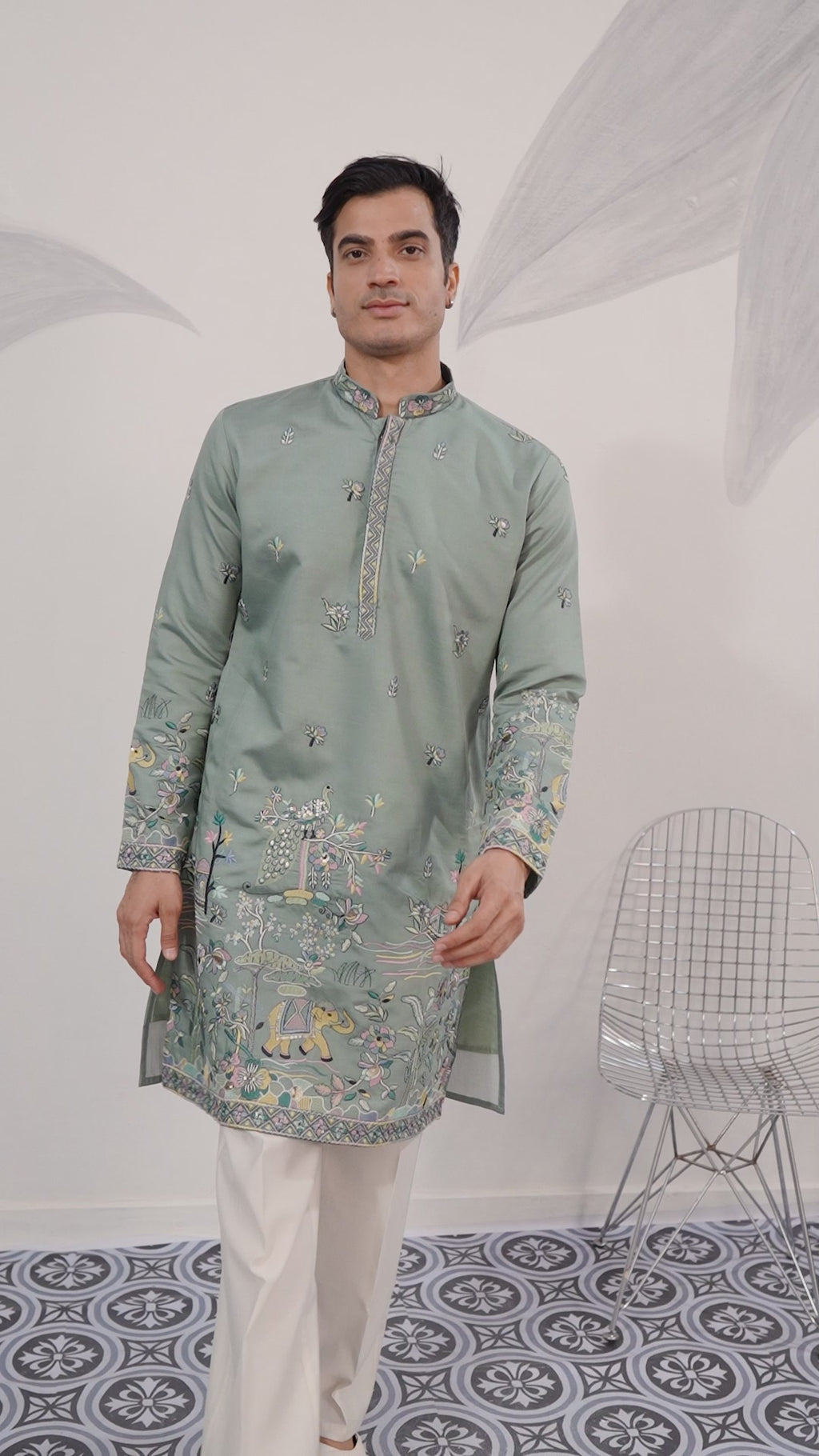 Stylish Pista Mens Wear Kurta for Wedding Occasions