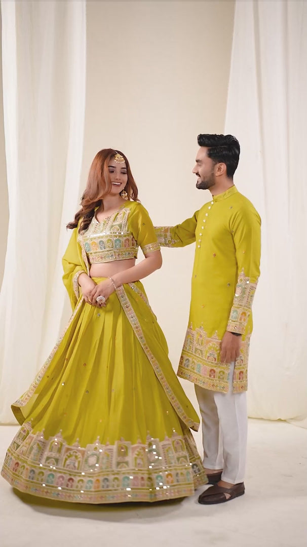 Royal Lime Green Couple Set