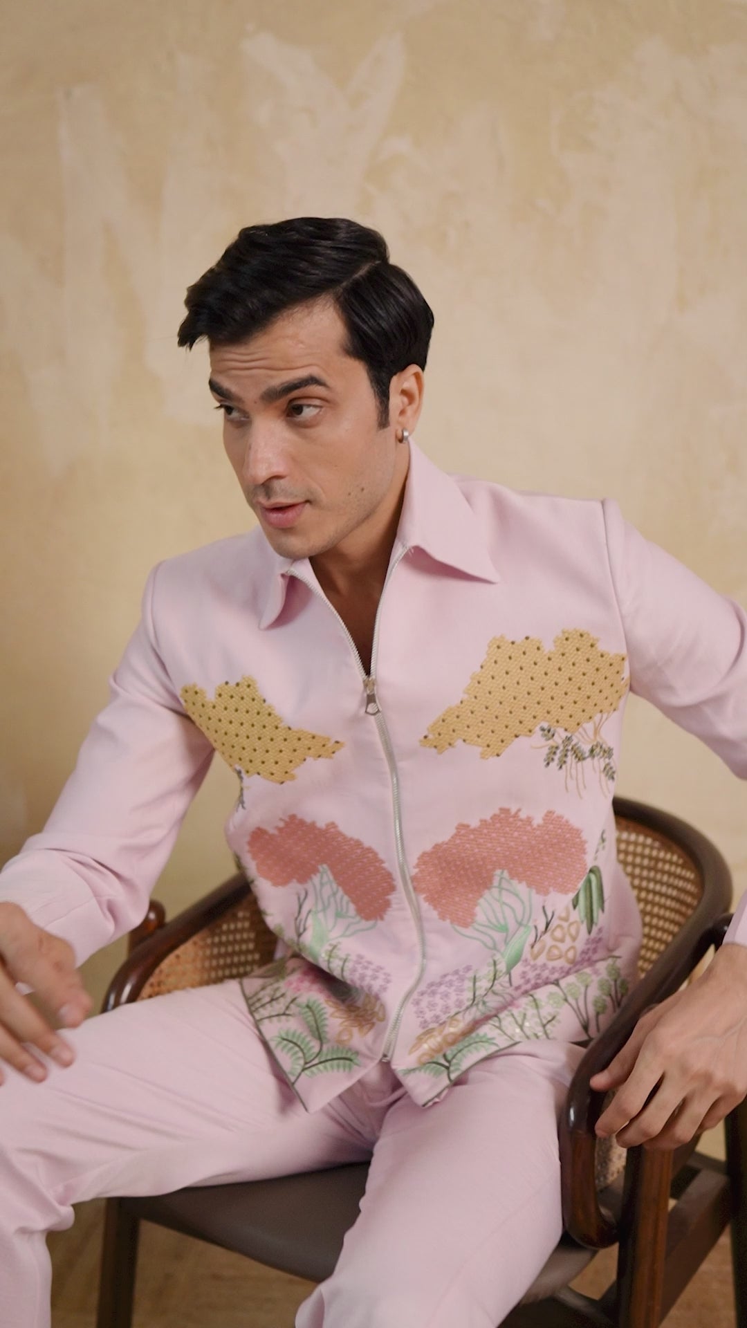 Mens Wear Special Pink Velvet Bomber Jacket Set