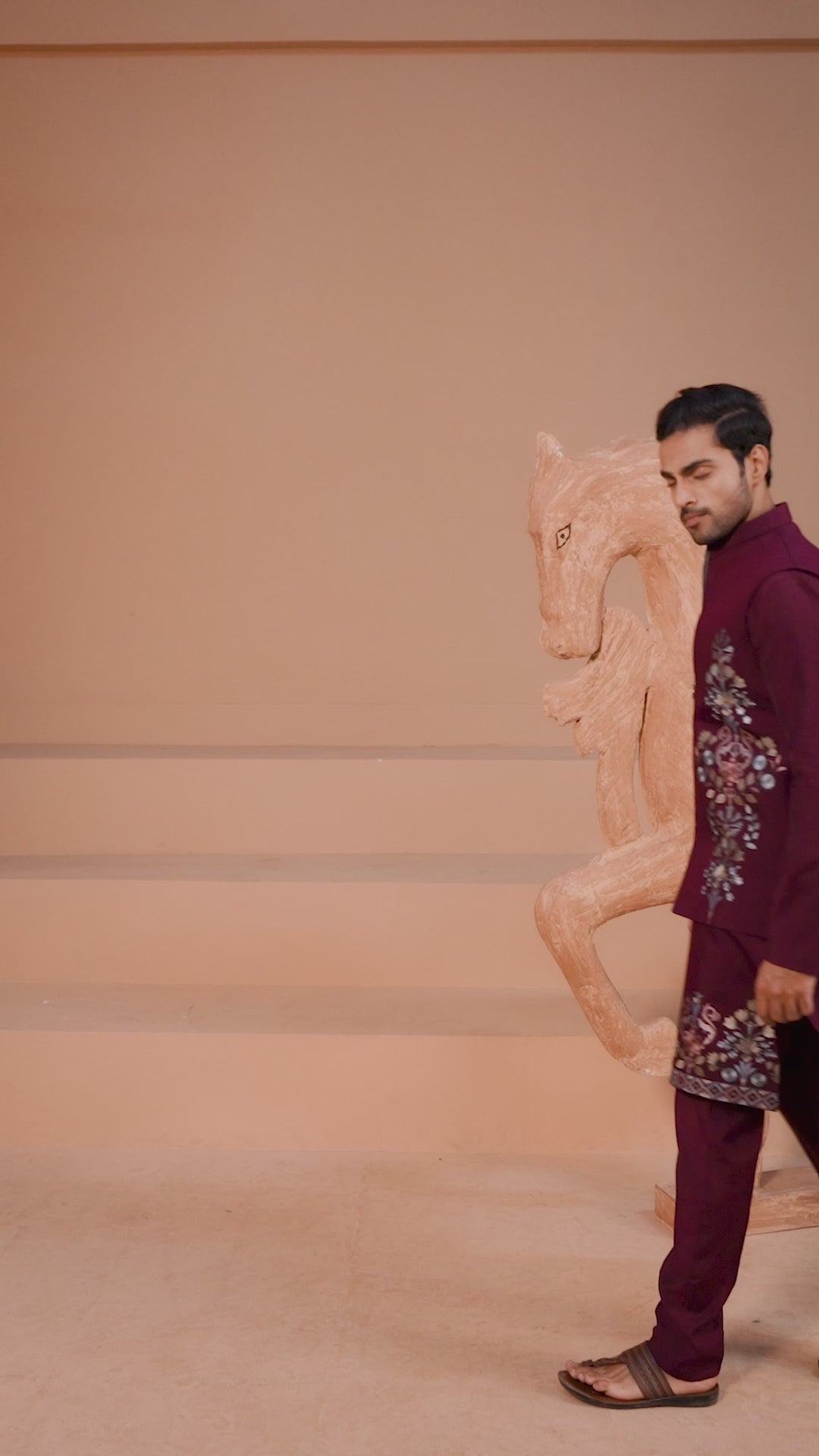 Maroon Color Traditional Special Koti Kurta Set for Men's Wear