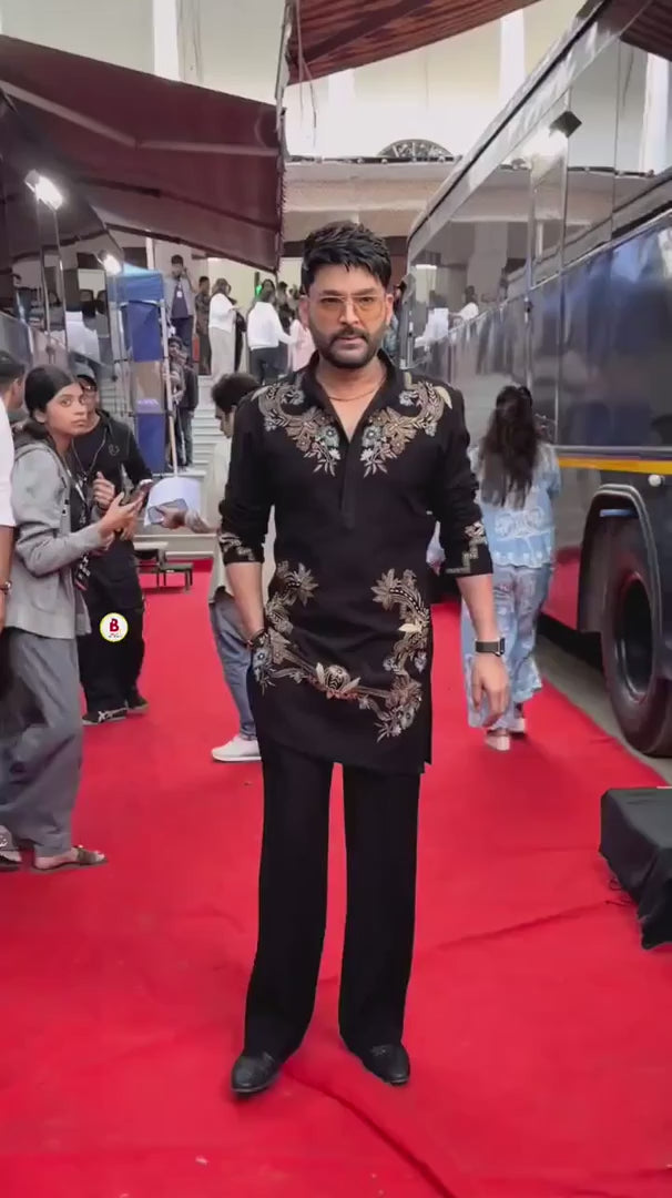 Kapil Sharma Black Edition  Kurta & Bell Bottom Pant set With Embroidery