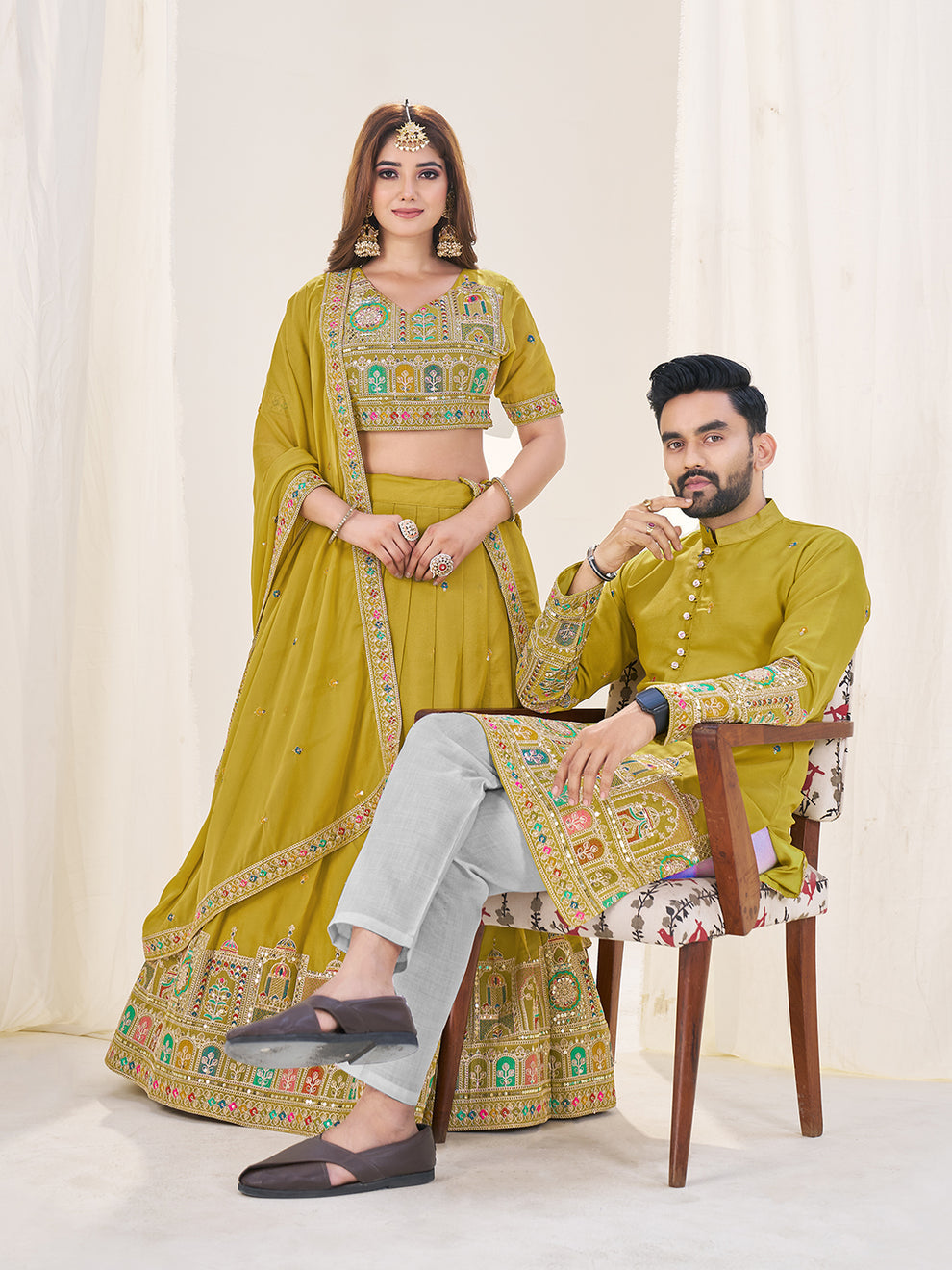 Royal Lime Green Couple Set