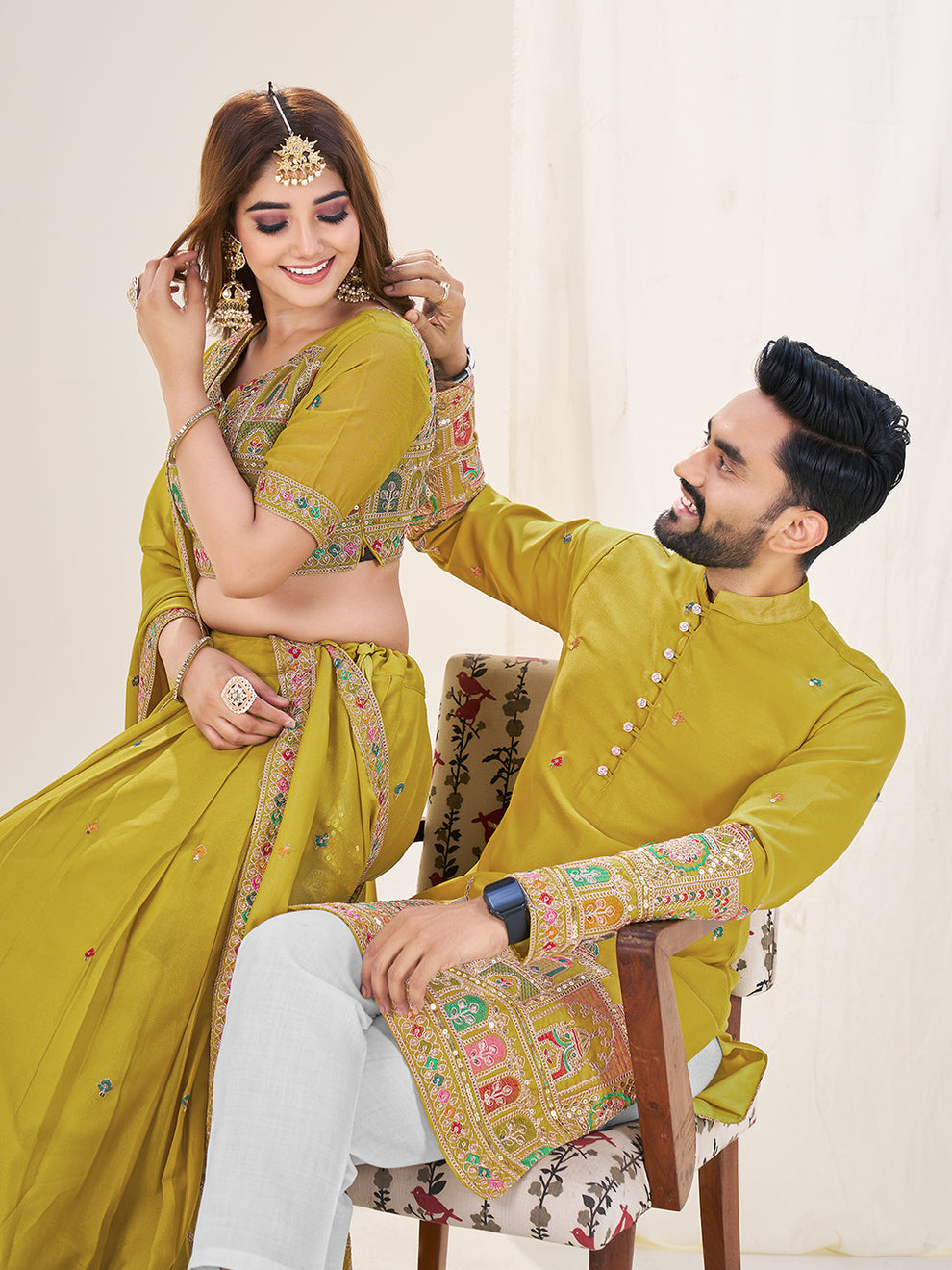 Royal Lime Green Couple Set