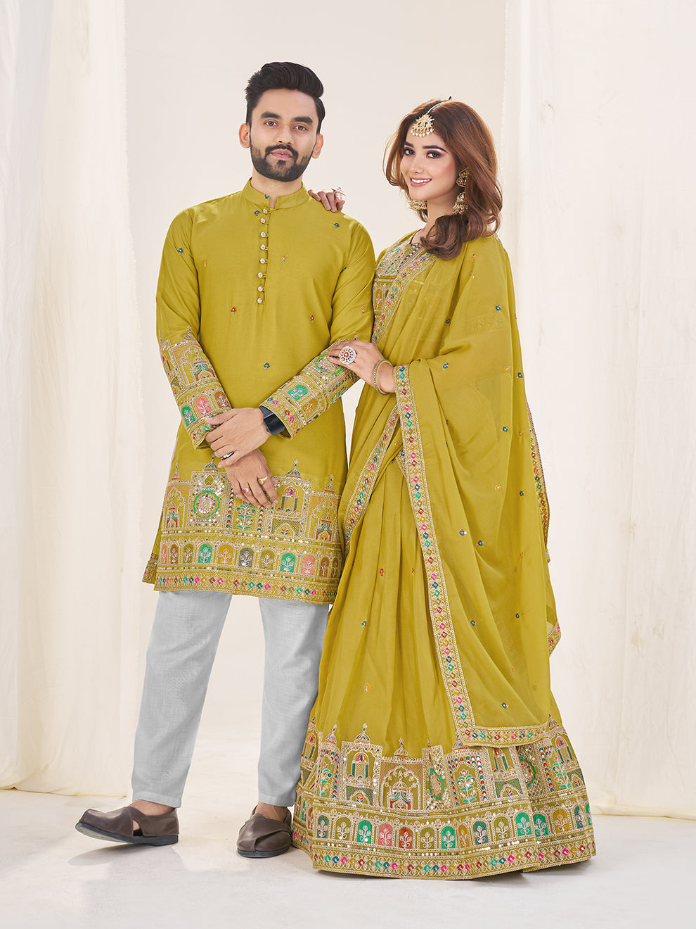 Royal Lime Green Couple Set
