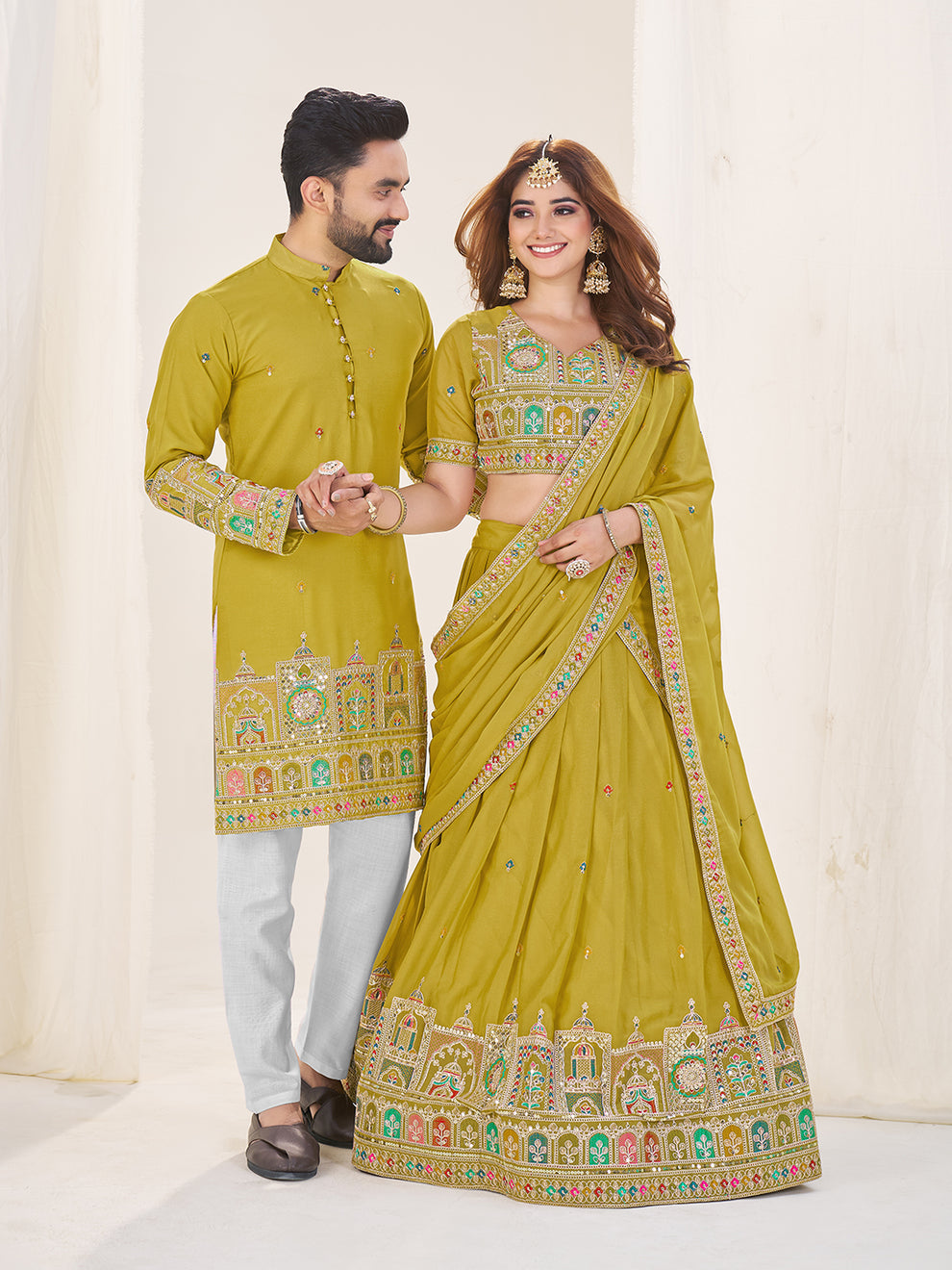 Royal Lime Green Couple Set
