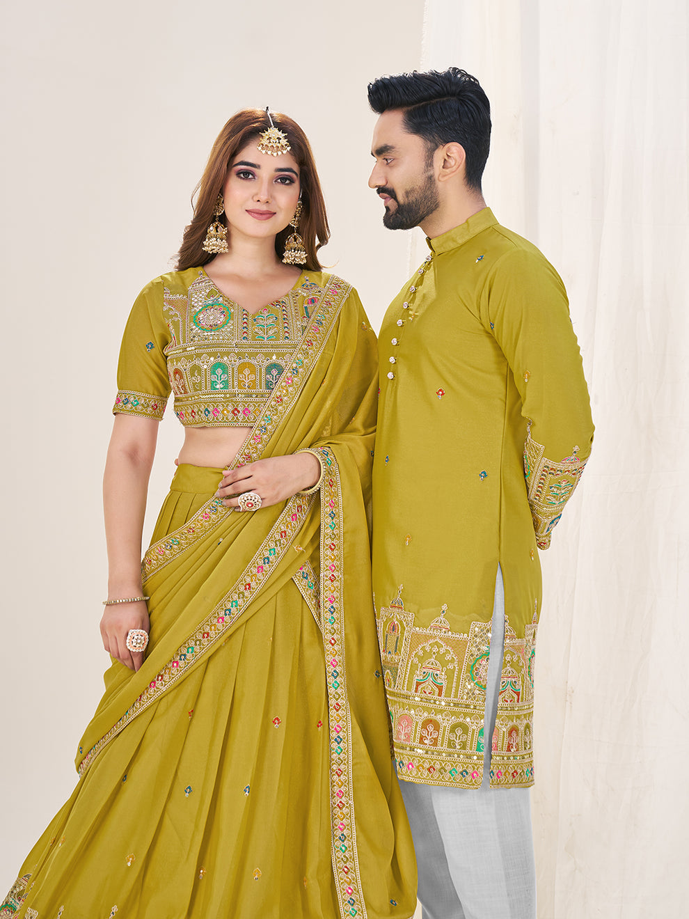Royal Lime Green Couple Set