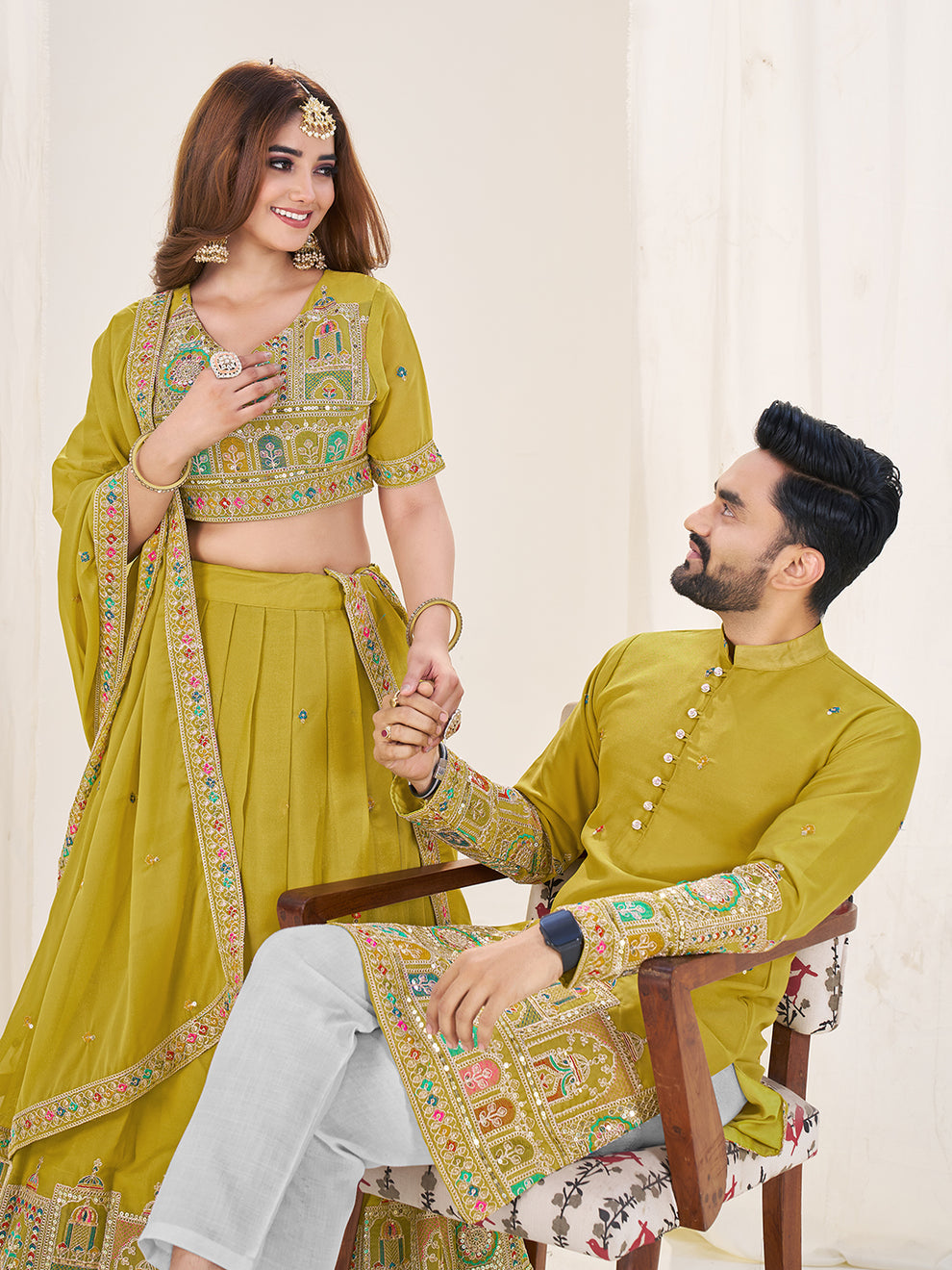 Royal Lime Green Couple Set