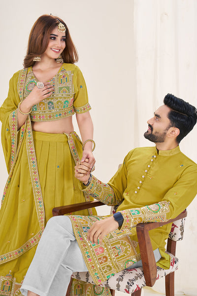 Royal Lime Green Couple Set
