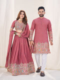 Elegant Couple Lehenga & Kurta Set – Pink